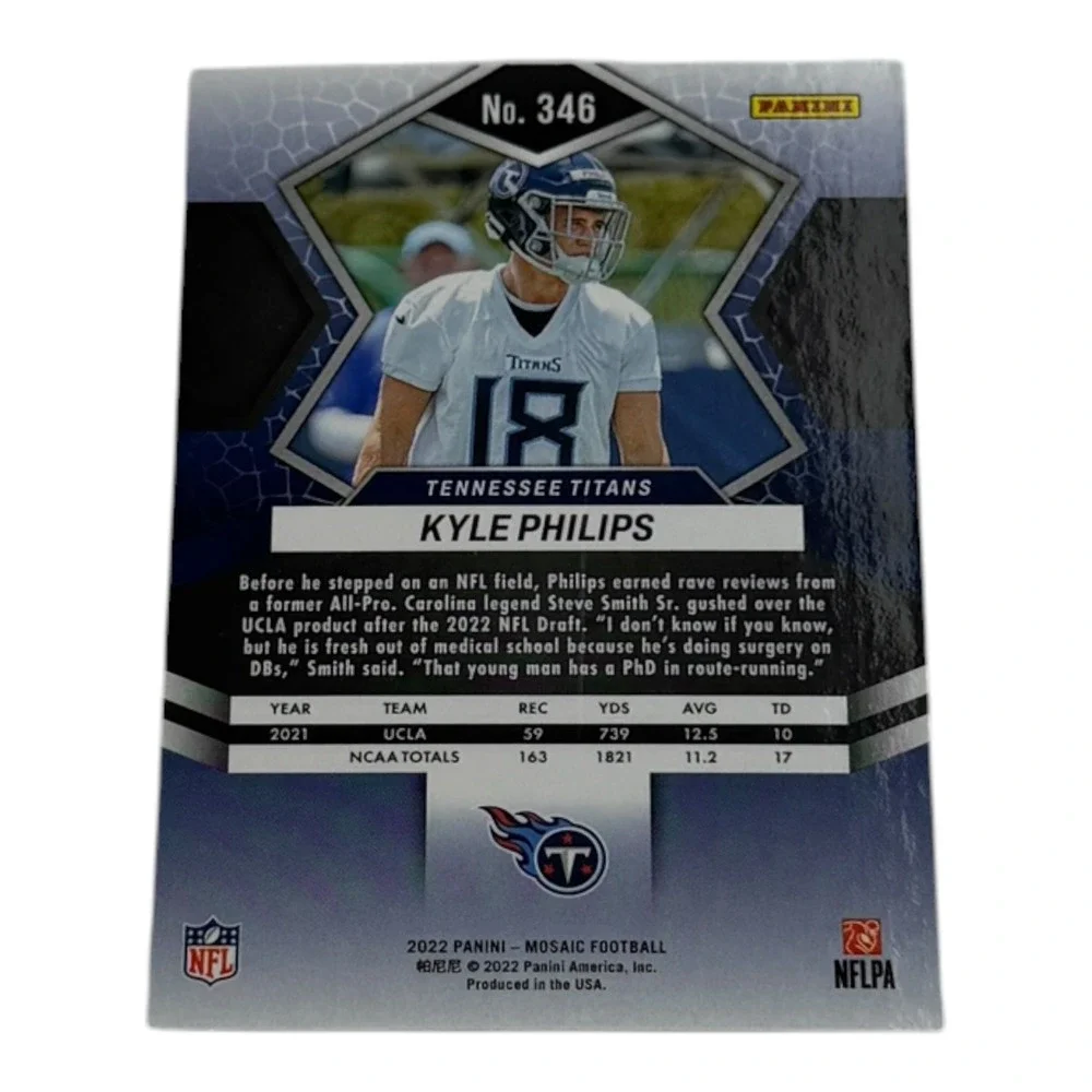 2022 Panini Mosaic Kyle Philips Rookie Card No 346 Tennessee Titans Silver RC‎